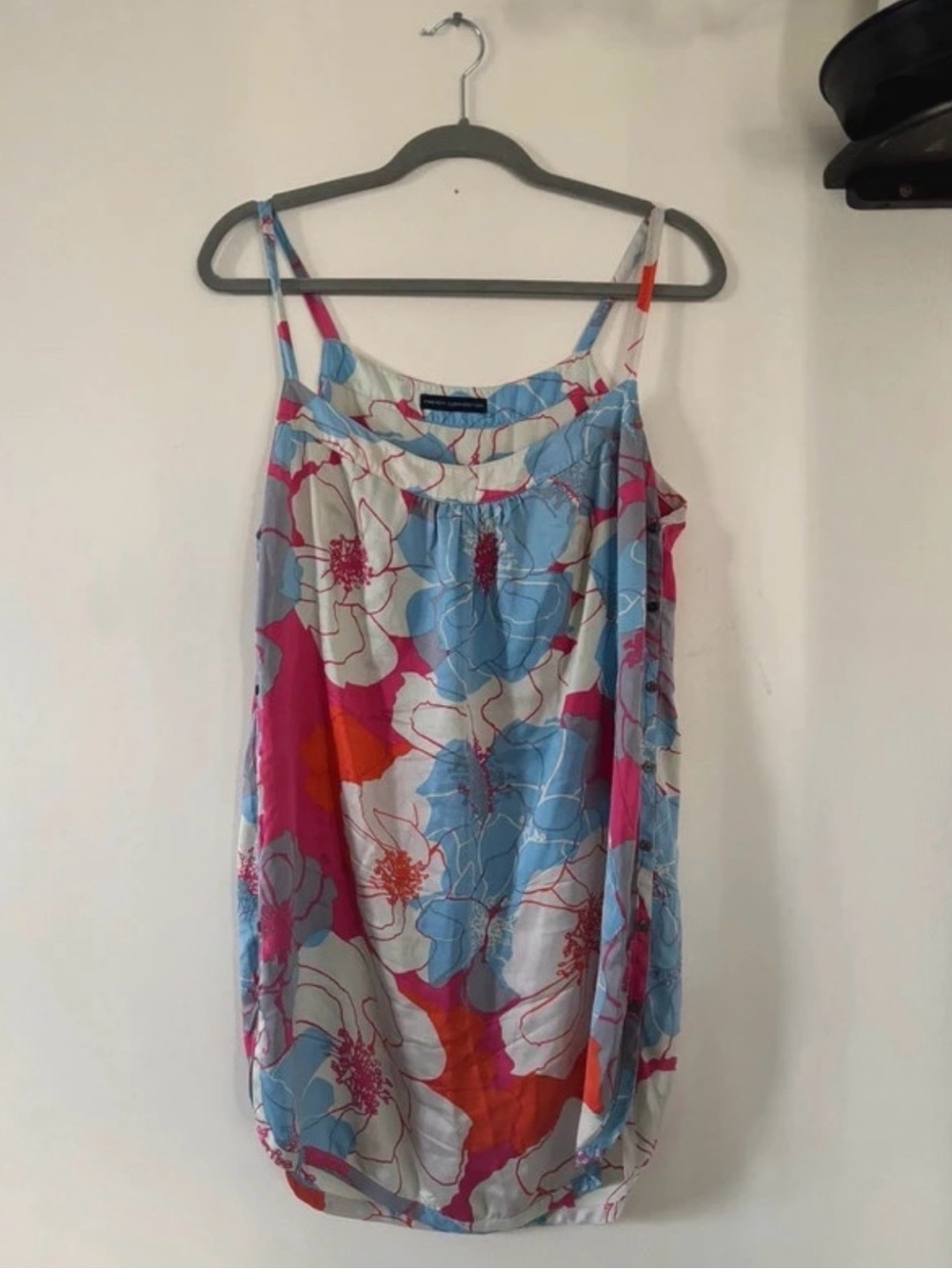 French Connection Floral Slip Dress in Blue, Pink & Orange